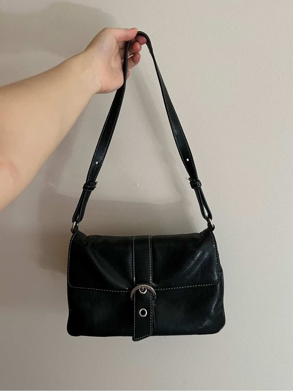 Vintage Koltov Black Faux Leather Shoulder Bag